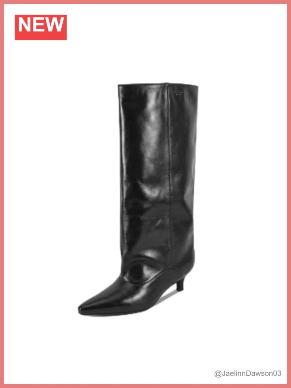 Knee High Riding Boots Slouchy Wide Calf Kitten Heel Pointed Toe Pull On